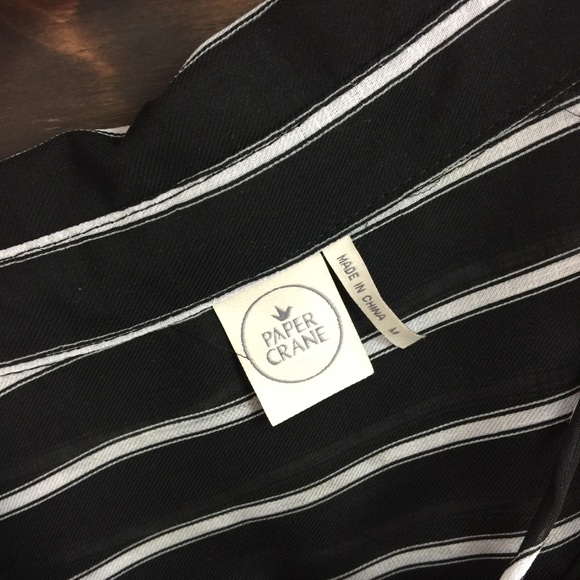 Paper Crane | Striped Lace Up Sheer‎ Blouse Black White - Picture 5 of 5